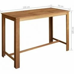 Budget 🎉 Hommoo Table De Bar Bois D'acacia Solide 150 X 70 X 105 Cm HDV12590 😍 -Table haute Boutique 25322381 4
