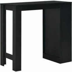 Top 10 🛒 Hommoo Table De Bar Avec Etagere Noir 110x50x103 Cm HDV22363 👏 -Table haute Boutique 25323274 4