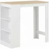 Sortie ⌛ Hommoo Table De Bar Avec Etagere Blanc 110x50x103 Cm HDV22366 🎉 -Table haute Boutique 25323321 1
