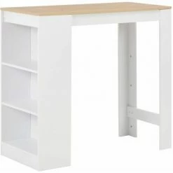 Sortie ⌛ Hommoo Table De Bar Avec Etagere Blanc 110x50x103 Cm HDV22366 🎉