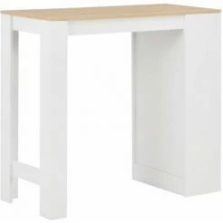 Sortie ⌛ Hommoo Table De Bar Avec Etagere Blanc 110x50x103 Cm HDV22366 🎉 -Table haute Boutique 25323321 4