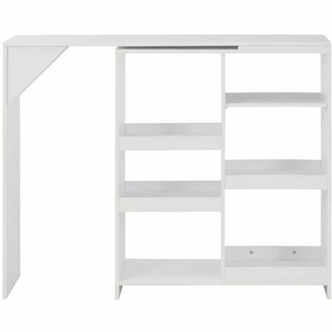 Tout neuf 🎁 Hommoo Table De Bar Avec Tablette Amovible Blanc 138 X 40 X 120 Cm HDV22373 🔥 5 Tout neuf 🎁 Hommoo Table De Bar Avec Tablette Amovible Blanc 138 X 40 X 120 Cm HDV22373 🔥 – Image 3