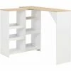 Budget 👏 Hommoo Table De Bar Avec Tablette Amovible Blanc 138 X 40 X 120 Cm HDV22376 ✨