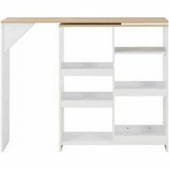 Budget 👏 Hommoo Table De Bar Avec Tablette Amovible Blanc 138 X 40 X 120 Cm HDV22376 ✨ -Table haute Boutique 25323457 3