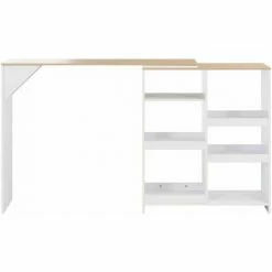 Budget 👏 Hommoo Table De Bar Avec Tablette Amovible Blanc 138 X 40 X 120 Cm HDV22376 ✨ -Table haute Boutique 25323457 4