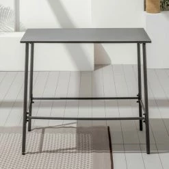 Tout neuf 💯 OVIALA Palavas - Table Haute à Manger En Métal Gris - Gris 🔔 -Table haute Boutique 25994754 3