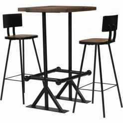 Meilleure vente ✔️ TRUE DEAL Mobilier De Bar 3 Pcs Bois De Récupération Massif 🔥