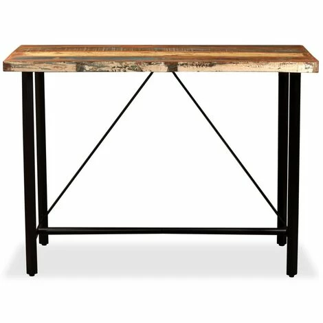 Sortie 😀 TRUE DEAL Table De Bar Bois Massif De Récupération 120 X 60 X 107 Cm 🧨 4 Sortie 😀 TRUE DEAL Table De Bar Bois Massif De Récupération 120 X 60 X 107 Cm 🧨 – Image 2