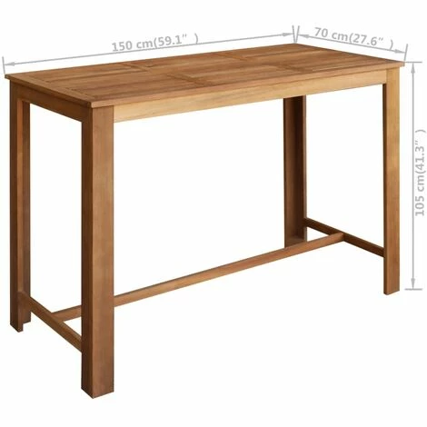 Bon marché 😍 TRUE DEAL Table De Bar Bois D'acacia Solide 150 X 70 X 105 Cm 🧨 6 Bon marché 😍 TRUE DEAL Table De Bar Bois D'acacia Solide 150 X 70 X 105 Cm 🧨 – Image 4
