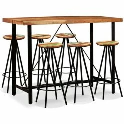 Meilleur prix 👏 TRUE DEAL Ensemble De Bar 7 Pcs Bois D'acacia Massif Et De Récupération 🔥