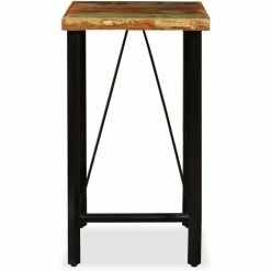 Bon marché ⭐ TRUE DEAL Ensemble De Bar 3 Pcs Bois De Récupération Cuir Véritable Et Toile ⭐ 9 Bon marché ⭐ TRUE DEAL Ensemble De Bar 3 Pcs Bois De Récupération Cuir Véritable Et Toile ⭐ -Table haute Boutique 26265600 3