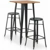 Budget 🎉 TRUE DEAL Mobilier De Bar 3 Pcs Acier Noir ⭐ -Table haute Boutique 26266309 1