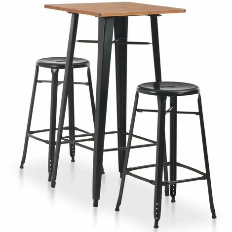 Budget 🎉 TRUE DEAL Mobilier De Bar 3 Pcs Acier Noir ⭐ 3 Budget 🎉 TRUE DEAL Mobilier De Bar 3 Pcs Acier Noir ⭐