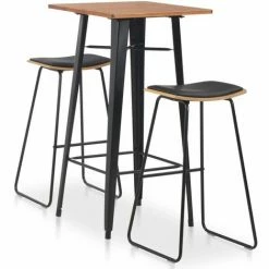 Nouveau 🤩 TRUE DEAL Mobilier De Bar 3 Pcs Acier Noir ✔️