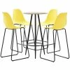Bon marché 🥰 TRUE DEAL Ensemble De Bar 5 Pcs Plastique Jaune ❤️ -Table haute Boutique 26269138 1