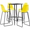 Meilleure vente 🌟 TRUE DEAL Ensemble De Bar 5 Pcs Plastique Jaune 🔔 -Table haute Boutique 26269285 1