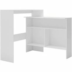 Offres ✔️ TRUE DEAL Table De Bar Avec 2 Dessus De Table Blanc 130 X 40 X 120 Cm 🎉 -Table haute Boutique 26269539 2