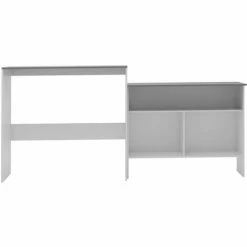 Meilleure vente 🌟 TRUE DEAL Table De Bar Avec 2 Dessus De Table Blanc Et Gris 130x40x120 Cm 🎉 -Table haute Boutique 26269554 3