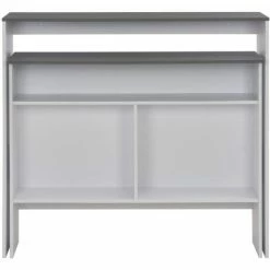 Meilleure vente 🌟 TRUE DEAL Table De Bar Avec 2 Dessus De Table Blanc Et Gris 130x40x120 Cm 🎉 -Table haute Boutique 26269554 4