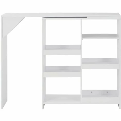 Nouveau 😀 TRUE DEAL Table De Bar Avec Tablette Amovible Blanc 138 X 40 X 120 Cm 👍 4 Nouveau 😀 TRUE DEAL Table De Bar Avec Tablette Amovible Blanc 138 X 40 X 120 Cm 👍 – Image 2