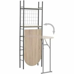 Le moins cher ❤️ TRUE DEAL Ensemble à Dîner Pliant 3 Pcs Et étagère De Rangement MDF Acier ✨ -Table haute Boutique 26273929 4