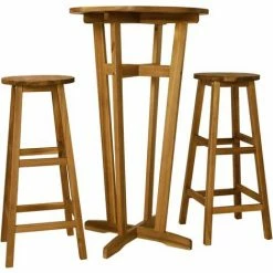 Grosses soldes 🎉 TRUE DEAL Ensemble De Bar 3 Pcs Bois D'acacia Massif 🌟