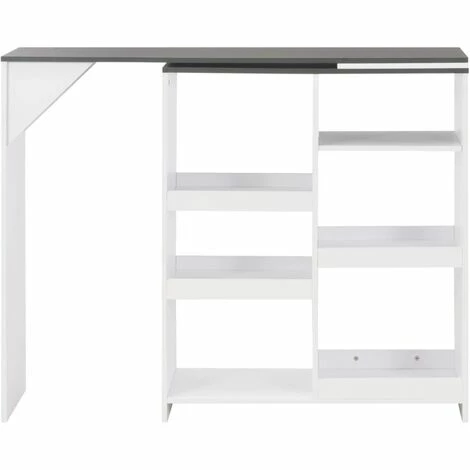 De gros 🌟 YOUTHUP Table De Bar Avec Tablette Amovible Blanc 138 X 40 X 120 Cm - Blanc 🧨 4 De gros 🌟 YOUTHUP Table De Bar Avec Tablette Amovible Blanc 138 X 40 X 120 Cm - Blanc 🧨 – Image 2