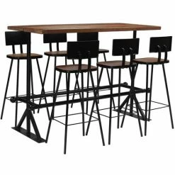 Offres ✨ TRUE DEAL Mobilier De Bar 7 Pcs Bois De Récupération Massif 🧨