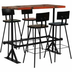 Nouveau 🥰 TRUE DEAL Mobilier De Bar 5 Pcs Bois De Récupération Massif Multicolore 🧨