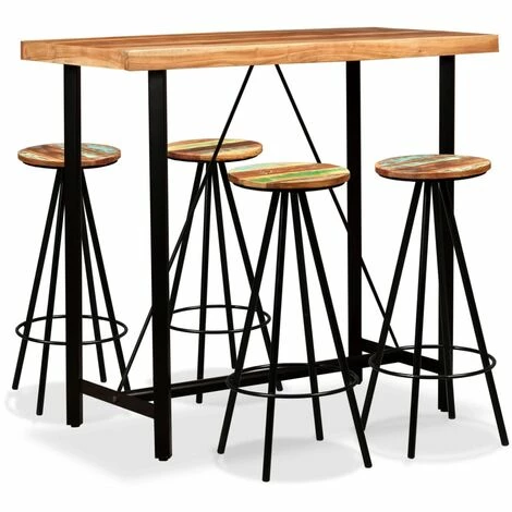 De gros 🛒 TRUE DEAL Ensemble De Bar 5 Pcs Bois D'acacia Massif Et De Récupération 🔔 3 De gros 🛒 TRUE DEAL Ensemble De Bar 5 Pcs Bois D'acacia Massif Et De Récupération 🔔