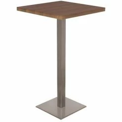 Remise ⭐ SIX Table De Bar - Table Bistrot En MDF Aspect Bois De Noyer 60x60x105 🌟
