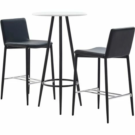 Le moins cher 😀 TRUE DEAL Ensemble De Bar 3 Pcs Similicuir Noir 🥰 3 Le moins cher 😀 TRUE DEAL Ensemble De Bar 3 Pcs Similicuir Noir 🥰