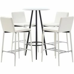 Coupon ❤️ TRUE DEAL Ensemble De Bar 5 Pcs Similicuir Blanc 🌟