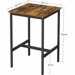 Bon marché 🔔 VASAGLE Table Haute, Table De Bar Carrée, Cadre En Acier Robuste, Montage Facile, Pour Cuisine, Salon, Style Industriel, Marron Rustique Et Noir Par SONGMICS LBT25X - Marron Rustique Et Noir 😉 -Table haute Boutique 26877325 5
