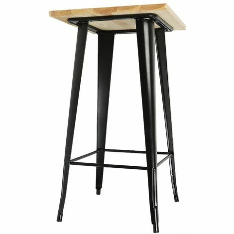Budget 😉 JEOBEST Table Haute Mange Debout Bar Bistrot Noir 103 Cm Pinède Et Acier - Noir - Couleur Du Bois Naturel ⭐ 4 Budget 😉 JEOBEST Table Haute Mange Debout Bar Bistrot Noir 103 Cm Pinède Et Acier - Noir - Couleur Du Bois Naturel ⭐ – Image 2