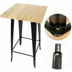 Budget 😉 JEOBEST Table Haute Mange Debout Bar Bistrot Noir 103 Cm Pinède Et Acier - Noir - Couleur Du Bois Naturel ⭐ 9 Budget 😉 JEOBEST Table Haute Mange Debout Bar Bistrot Noir 103 Cm Pinède Et Acier - Noir - Couleur Du Bois Naturel ⭐ -Table haute Boutique 26921985 3