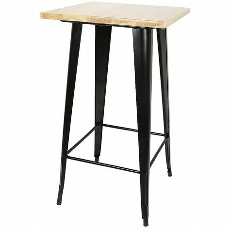 Budget 😉 JEOBEST Table Haute Mange Debout Bar Bistrot Noir 103 Cm Pinède Et Acier - Noir - Couleur Du Bois Naturel ⭐ 7 Budget 😉 JEOBEST Table Haute Mange Debout Bar Bistrot Noir 103 Cm Pinède Et Acier - Noir - Couleur Du Bois Naturel ⭐ – Image 5