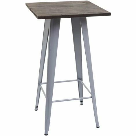Remise ⌛ Table Haute HHG-401 Avec Plateau En Bois, Table De Bar, Design Industriel En Métal 107x60x60cm ~ Gris 🔔 3 Remise ⌛ Table Haute HHG-401 Avec Plateau En Bois, Table De Bar, Design Industriel En Métal 107x60x60cm ~ Gris 🔔