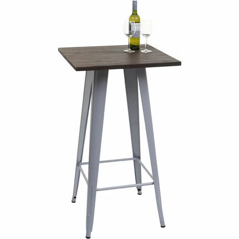 Remise ⌛ Table Haute HHG-401 Avec Plateau En Bois, Table De Bar, Design Industriel En Métal 107x60x60cm ~ Gris 🔔 4 Remise ⌛ Table Haute HHG-401 Avec Plateau En Bois, Table De Bar, Design Industriel En Métal 107x60x60cm ~ Gris 🔔 – Image 2