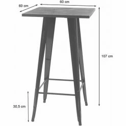 Remise ⌛ Table Haute HHG-401 Avec Plateau En Bois, Table De Bar, Design Industriel En Métal 107x60x60cm ~ Gris 🔔 9 Remise ⌛ Table Haute HHG-401 Avec Plateau En Bois, Table De Bar, Design Industriel En Métal 107x60x60cm ~ Gris 🔔 -Table haute Boutique 27343023 3