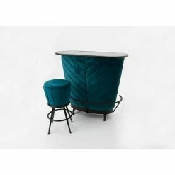 Meilleure vente 🧨 AMADEUS Bar En Velours Bleu Canard Duck Bleu - Bleu Canard 😍 -Table haute Boutique 27441196 3