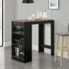 Tout neuf 🤩 Table De Bar Kouvola 110 X 50 X 103 Cm Noir Effet Noyer [en.casa] 🥰 -Table haute Boutique 27572177 1