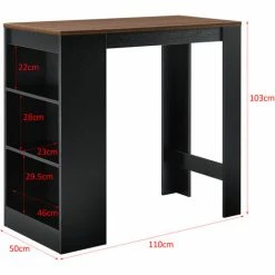 Tout neuf 🤩 Table De Bar Kouvola 110 X 50 X 103 Cm Noir Effet Noyer [en.casa] 🥰 -Table haute Boutique 27572177 3