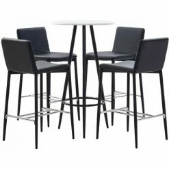 Tout neuf ⌛ TRUE DEAL Ensemble De Bar 5 Pcs Similicuir Noir 🤩