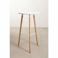Acheter ❤️ Table Haute Ronde En MDF Et Métal (Ø60 Cm) Royal Design SKLUM MDF - Métal - Blanc - Bois Naturel 🛒 -Table haute Boutique 28217964 3