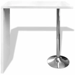 Coupon 🤩 TRUE DEAL Table De Bar MDF Avec 1 Pied En Acier Haut Brillance Blanc 🧨 -Table haute Boutique 28295576 3