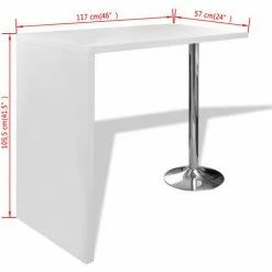 Coupon 🤩 TRUE DEAL Table De Bar MDF Avec 1 Pied En Acier Haut Brillance Blanc 🧨 -Table haute Boutique 28295576 5