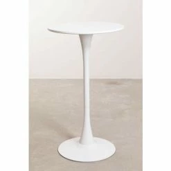 Tout neuf 👍 Table Haute Ronde En MDF Et Métal (Ø60 Cm) Ivet Style SKLUM MDF - Blanc 🔥 -Table haute Boutique 28394124 3