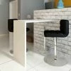 Sortie 💯 ASUPERMALL Table De Bar MDF Avec 1 Pied En Acier Haut Brillance Blanc ✔️ -Table haute Boutique 28760340 1