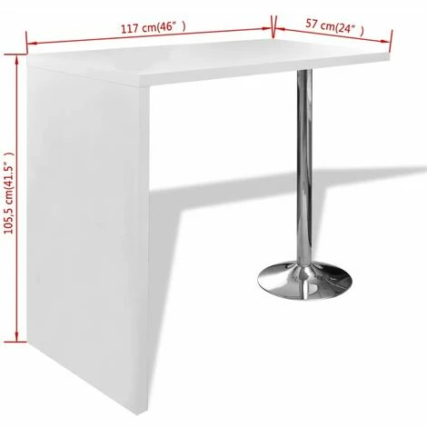 Sortie 💯 ASUPERMALL Table De Bar MDF Avec 1 Pied En Acier Haut Brillance Blanc ✔️ 7 Sortie 💯 ASUPERMALL Table De Bar MDF Avec 1 Pied En Acier Haut Brillance Blanc ✔️ – Image 5